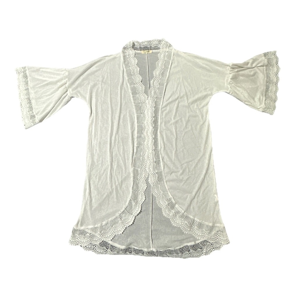 Spadehill Women's Summer Lace Bell Sleeve Kimono Cardigan Light Weight, Size 2XL